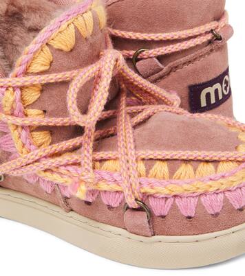 Embroidered shearling-lined suede boots | Mou Kids