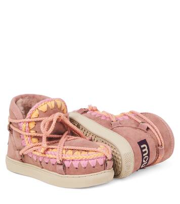Embroidered shearling-lined suede boots | Mou Kids