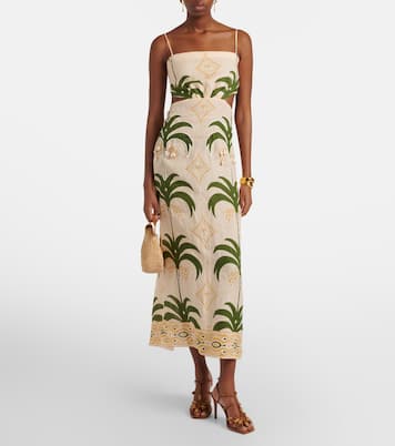 Bedrucktes Midikleid aus Baumwolle und Leinen | Johanna Ortiz