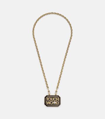 Scapular 18kt gold and ebony pendant necklace with diamond | Marie Lichtenberg