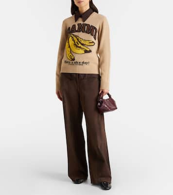 Bou Mini croc-effect leather top-handle bag | Ganni