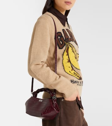 Bou Mini croc-effect leather top-handle bag | Ganni