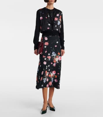 Floral printed cropped wool cardigan | Erdem