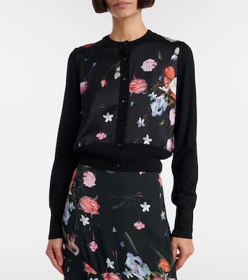 Floral printed cropped wool cardigan | Erdem