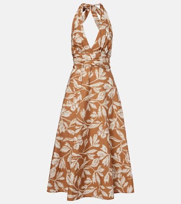 Halterneck printed cotton midi dress | Max Mara