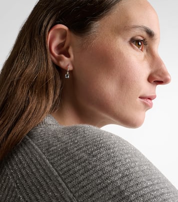 14kt white gold earrings with aquamarines, pearls, and diamonds | Stone and Strand