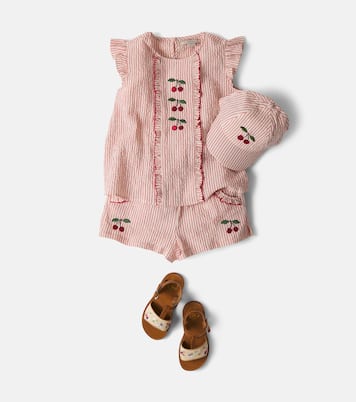 Ellie ruffled striped cotton seersucker top | Konges Sløjd