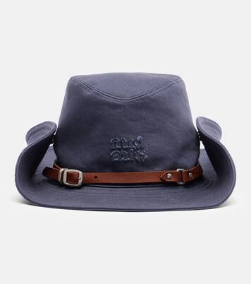 Leather-trimmed cotton cowboy hat | Miu Miu