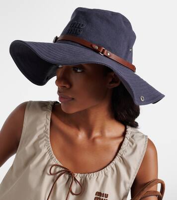 Leather-trimmed cotton cowboy hat | Miu Miu