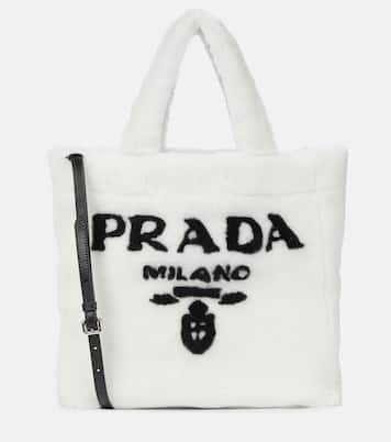 Medium logo shearling tote | Prada