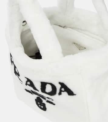 Medium logo shearling tote | Prada