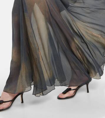 Denim and silk chiffon maxi skirt | Blumarine