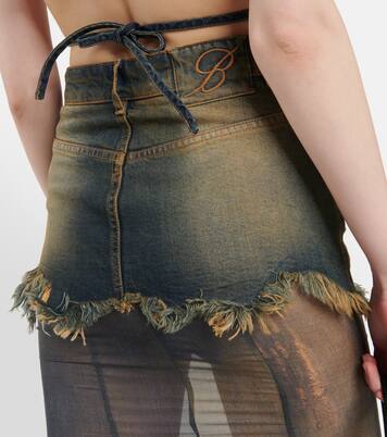 Denim and silk chiffon maxi skirt | Blumarine