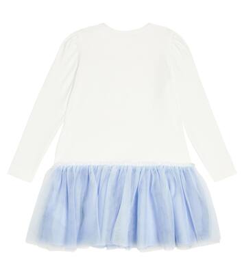 Printed cotton jersey tulle-trimmed dress | Monnalisa