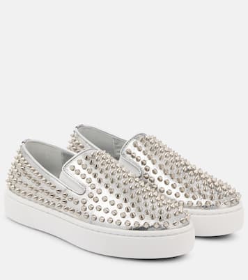 Spikeboat metallic leather slip-on sneakers | Christian Louboutin