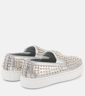 Spikeboat metallic leather slip-on sneakers | Christian Louboutin