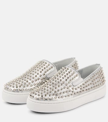 Spikeboat metallic leather slip-on sneakers | Christian Louboutin