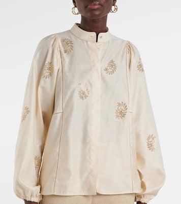 Bluse Caladio aus Baumwollsatin mit Kristallen | Max Mara
