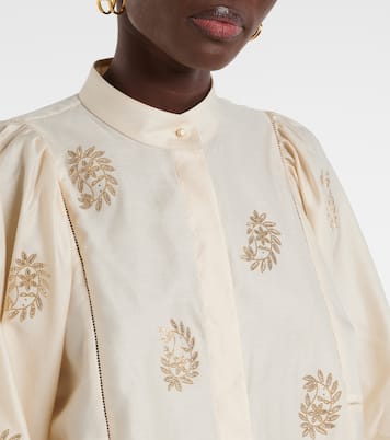 Bluse Caladio aus Baumwollsatin mit Kristallen | Max Mara