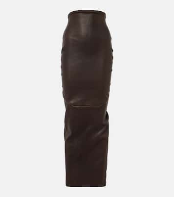 Dirt Pillar leather and cotton maxi skirt | Rick Owens