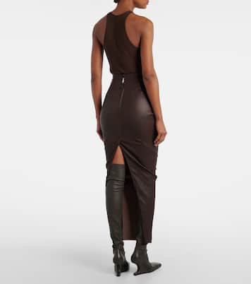Dirt Pillar leather and cotton maxi skirt | Rick Owens