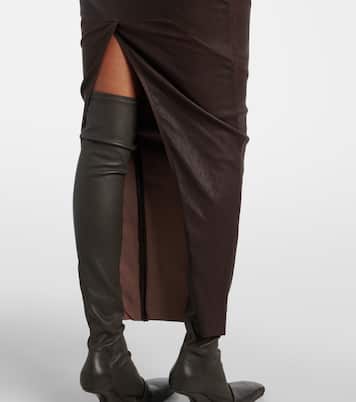 Dirt Pillar leather and cotton maxi skirt | Rick Owens