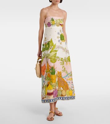 Hazel printed linen-blend maxi dress | Alémais