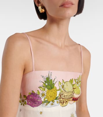 Hazel printed linen-blend maxi dress | Alémais