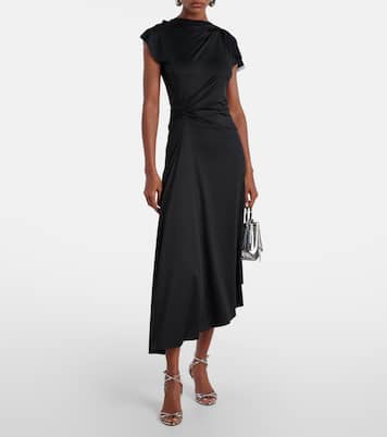 Vestido midi asimétrico drapeado | Victoria Beckham