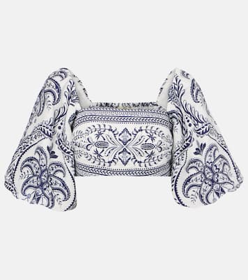 Bedruckte Bluse Tropical Cameo aus Leinen | Farm Rio