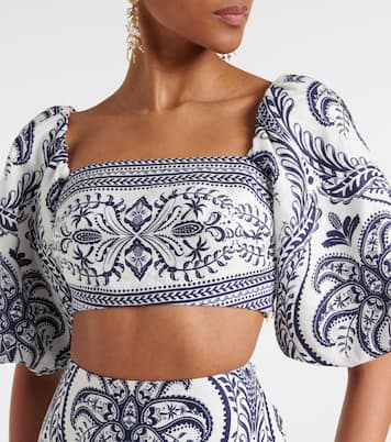 Bedruckte Bluse Tropical Cameo aus Leinen | Farm Rio