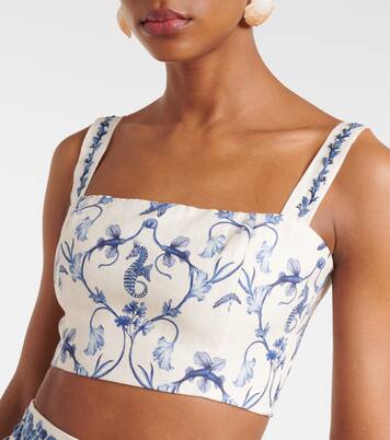 Cacao floral linen crop top | Agua by Agua Bendita