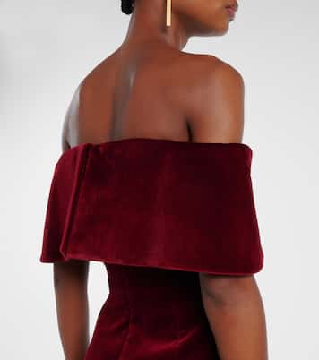 Carita off-shoulder cotton velvet midi dress | Emilia Wickstead