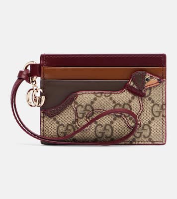 GG Canvas leather-trimmed card holder | Gucci