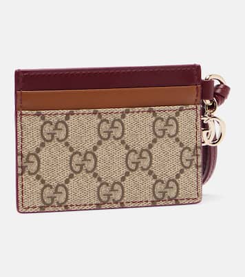 GG Canvas leather-trimmed card holder | Gucci