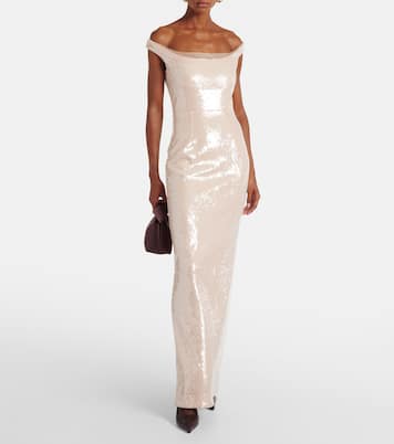Off-Shoulder-Robe mit Pailletten | Roland Mouret