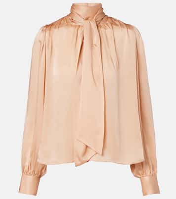 Ornament tie-neck silk chiffon blouse | Ulla Johnson