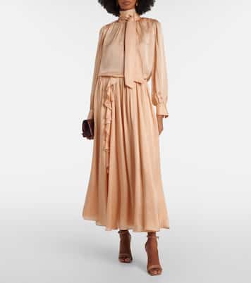 Ornament tie-neck silk chiffon blouse | Ulla Johnson