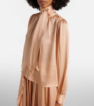 Ornament tie-neck silk chiffon blouse | Ulla Johnson