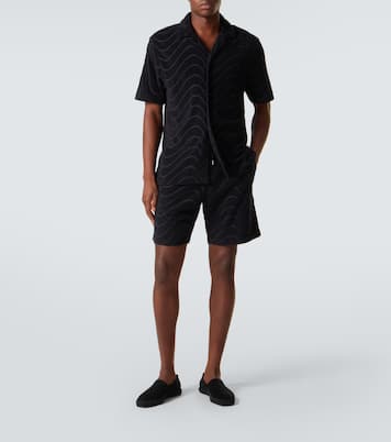 Embroidered cotton-blend terry shorts | Frescobol Carioca