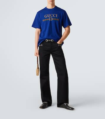 T-shirt en coton et soie à logo | Gucci