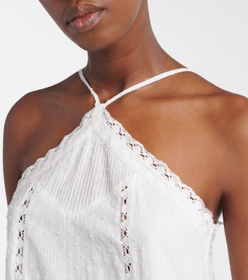 Vestido corto acanalado Nora de algodón con encaje | Poupette St Barth