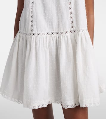 Vestido corto acanalado Nora de algodón con encaje | Poupette St Barth