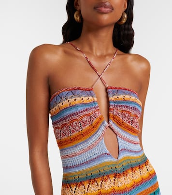 Vestido largo de croché de algodón a rayas | Etro