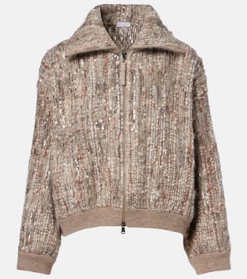 Cardigan aus einem Mohairgemisch mit Pailetten | Brunello Cucinelli