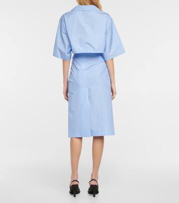 Chemise raccourcie en coton à fleurs | Prada