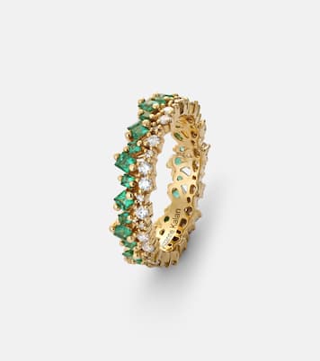Anillo de oro de 18 ct con diamantes y esmeraldas | Suzanne Kalan