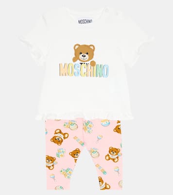 Baby set of cotton-blend T-shirt and shorts | Moschino Kids