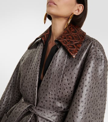 Embossed leather coat | Bottega Veneta