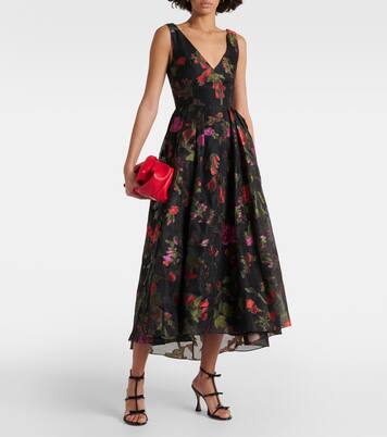Robe midi en organza à fleurs | Erdem